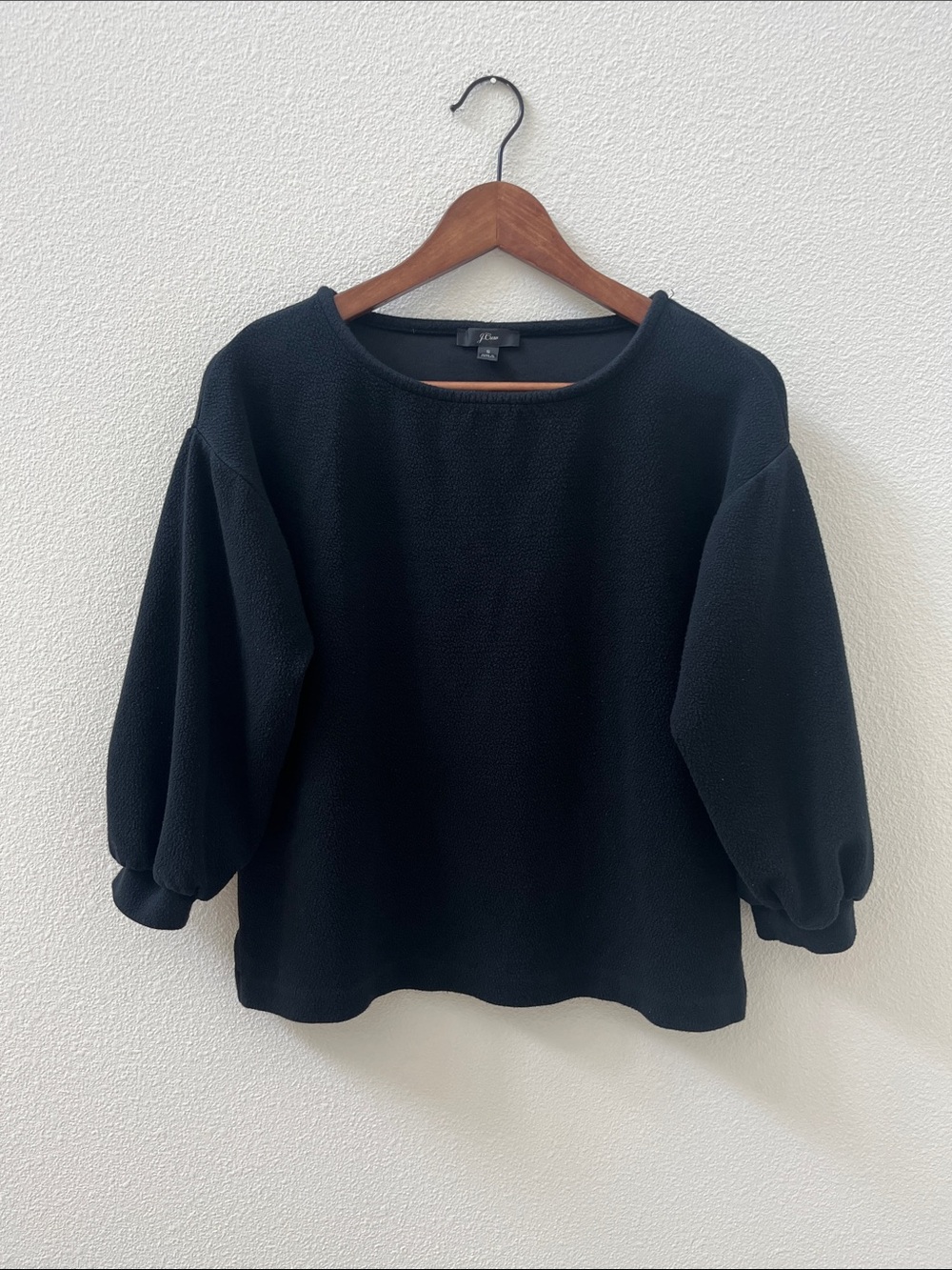 J. Crew Black Balloon-Sleeve Textured Knit Top